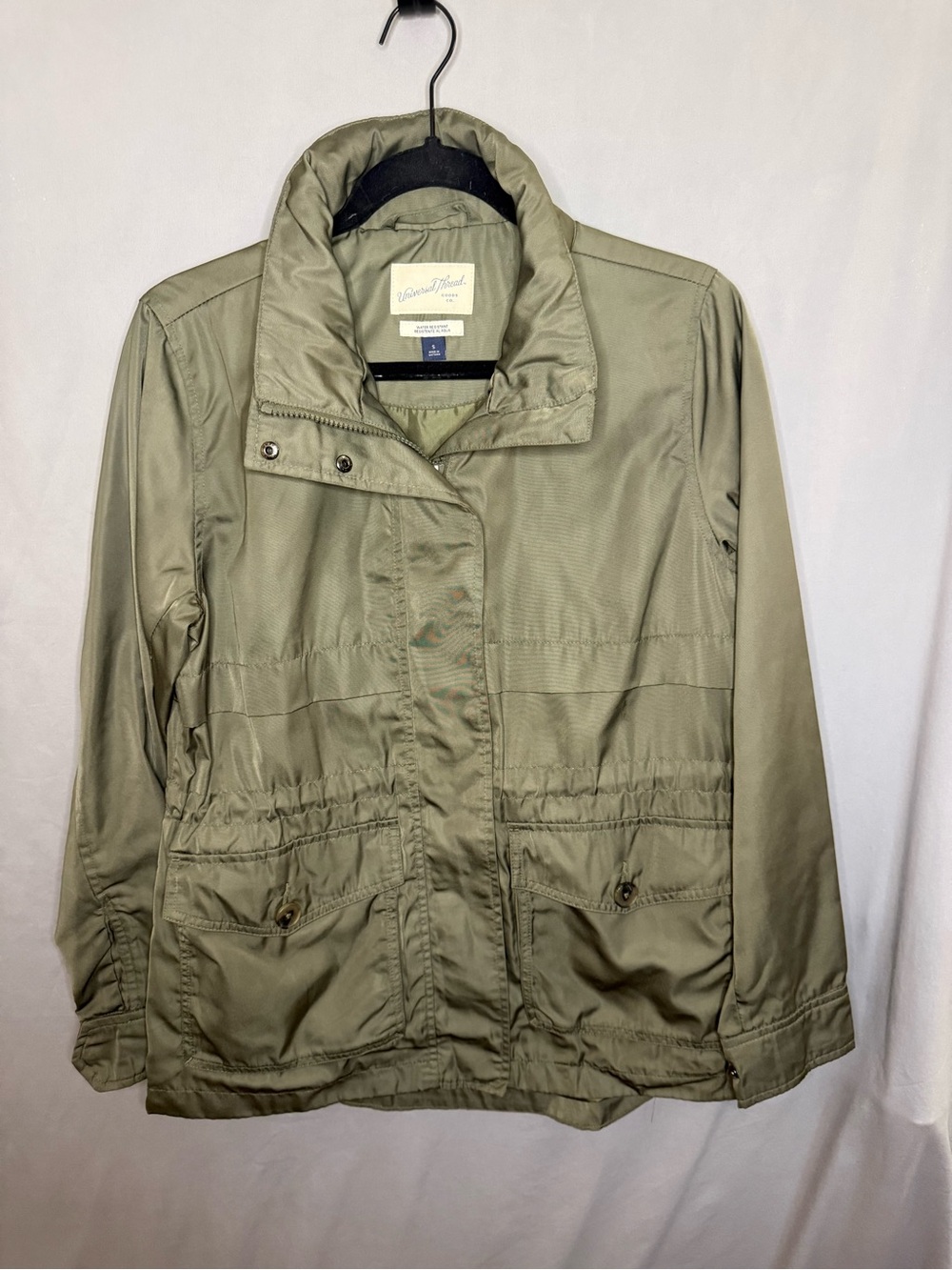 Universal Thread Olive Green Utility Jacket with Snap & Zip Front
